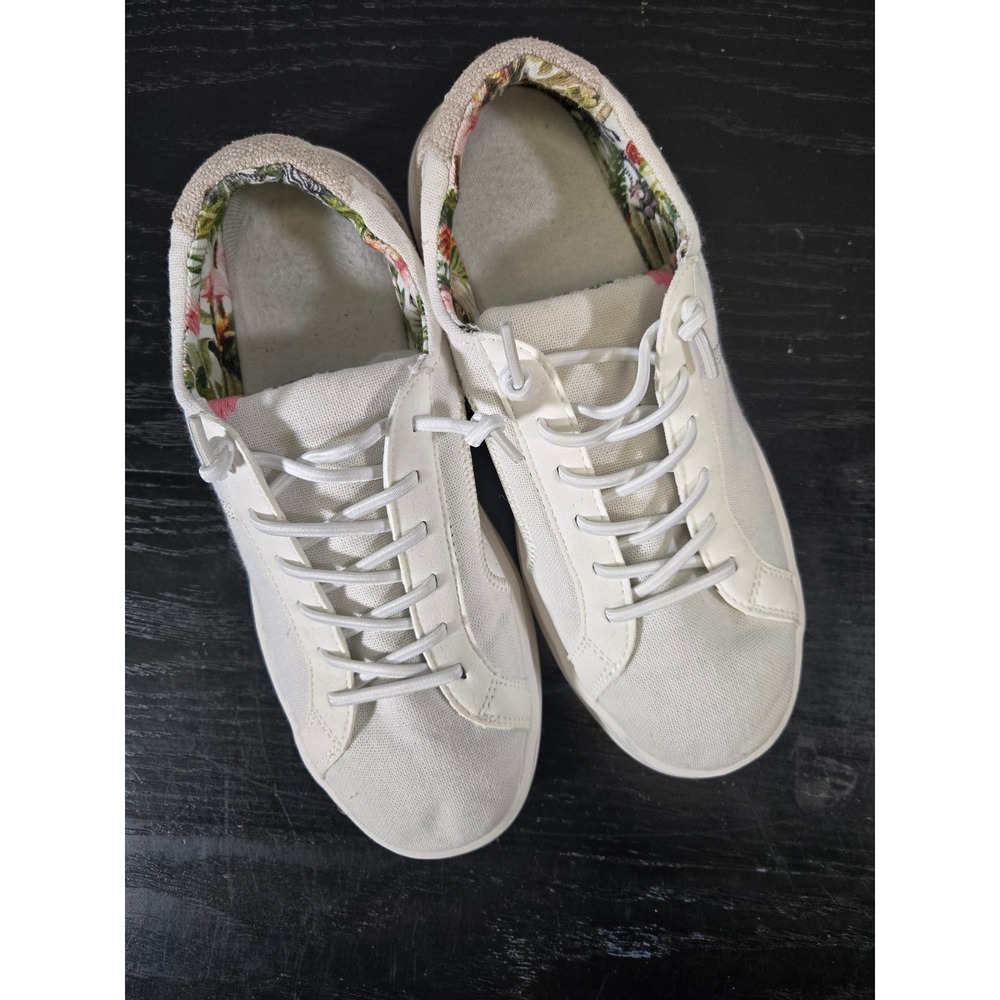 Hey‎ Dude White Canvas Floral Lining Casual Slip On Sneakers Size 7 - Picture 3 of 8